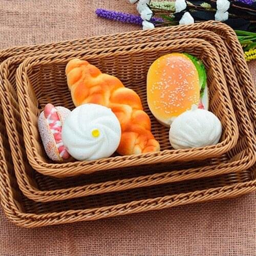 Home Square Artificial Rattan Harden Storage Basket Organizer Food Fruit Bins
