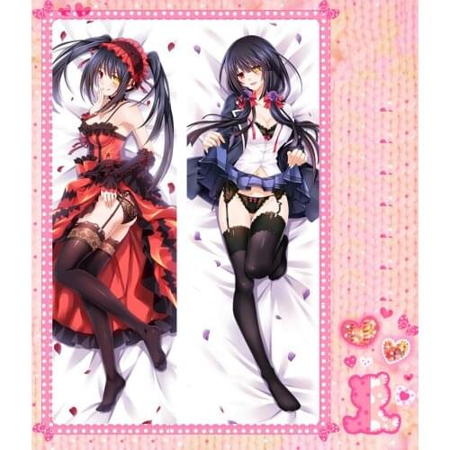 Anime Cartoon Date A Live tokisaki kurumi Double Bolster Hugging Pillow Case Cover Pillowcase Peach Skin 2 Way No.51010