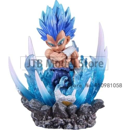 Dragon Ball Z Anime Figure Action GK Super Saiyan Blue Vegeta IV Figma WCF Q Version 9cm ABS Statue Toys For Children Gift Doll