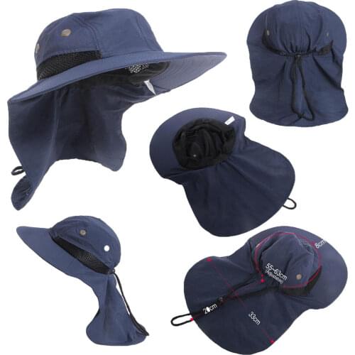 Newest Hot Summer New Function Neck Flap Boonie Hat Fishing Hiking Safari Outdoor Sun Brim Bucket Bush Cap Casual Style