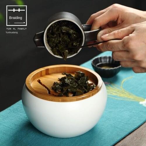 Japanese-Style Small Number Ceramic Jianshui Plum Blossom Lotus Bamboo Panel Kung Fu Tea Leaf Bucket Water Tea Set Siteel