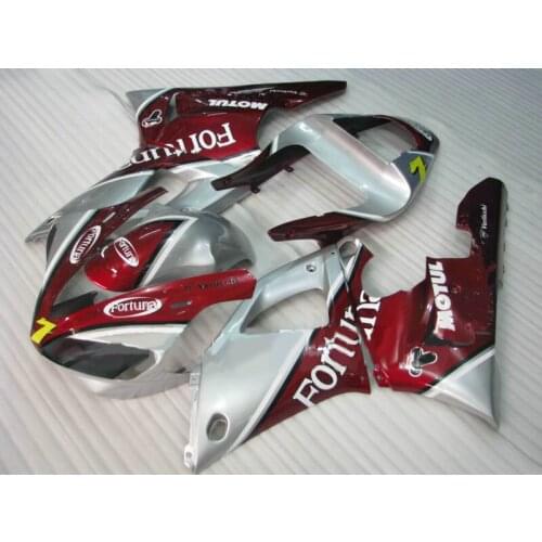 Top-rated Motorcycle Fairing kit for YAMAHA YZFR1 00 01 YZF R1 YZF1000 2000 2001 ABS Red silver Fairings set+Gifts YB42