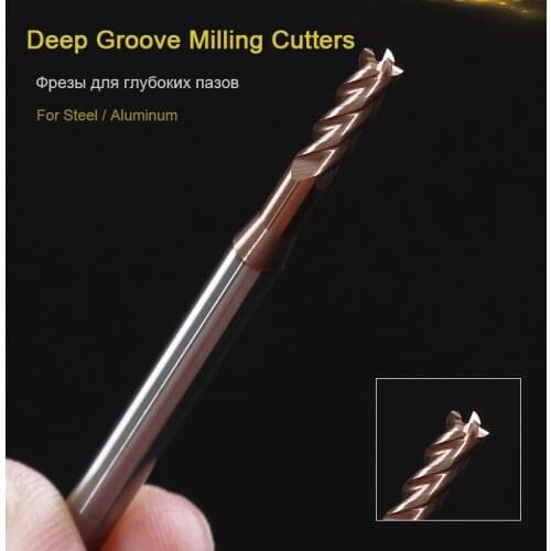 HRC55 Tungsten Carbide End Mill for Steel Deep Groove Milling Cutters Endmill Aluminum CNC Tools Metal Cutter 1/1.5/2/2.5/3mm