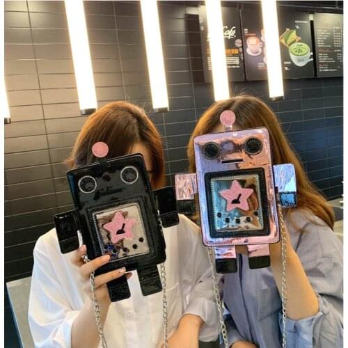 Creative Laser Robot Colourful Small Bag For Women Female Personality Design Chain Crossbody Bag Ladies Summer Phone Purse Bag