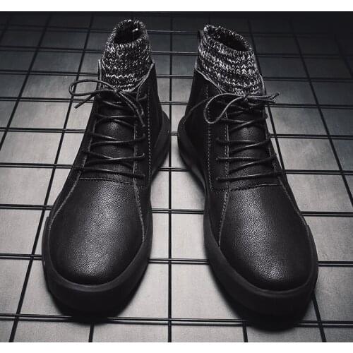 Martin boots mens shoes beige 2019 autumn and winter new high-top boots non-slip light socks casual clothes shoes mens boots