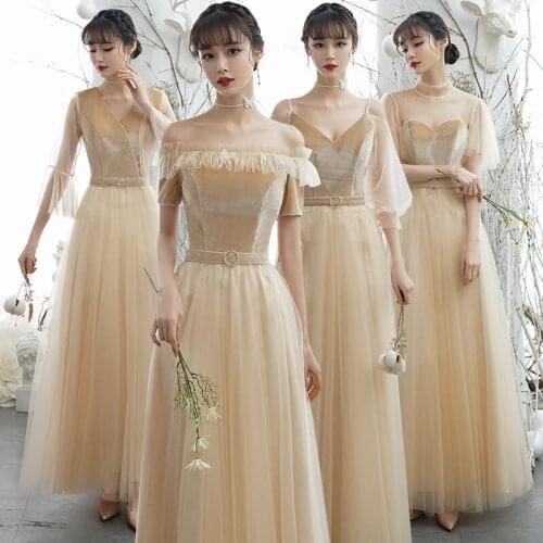 Bridesmaids Dresses Illusion V-Neck Spaghetti Straps Off The Shoulder Sashes A-Line Tulle Vintage Women Wedding Party Gown E332