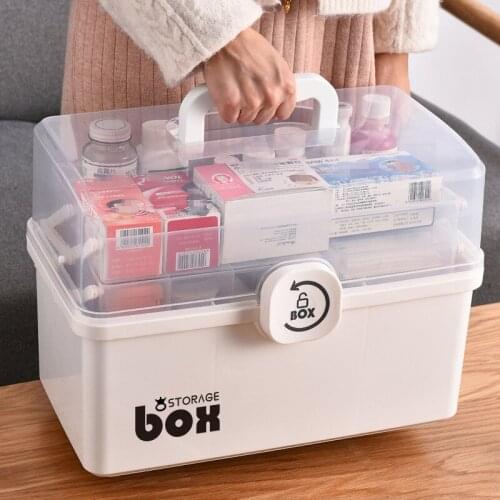 Portable First Aid Kit Storage Box Plastic Multi-Functional Family Emergency Kit Box Portable Multi-layer Medicine Chest