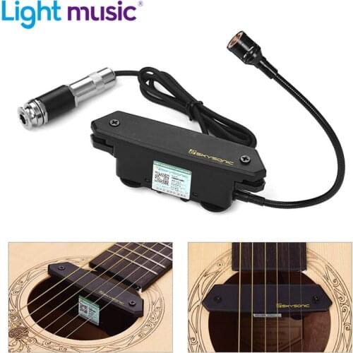 SKYSONIC T-902 Acoustic Guitar Active Soundhole Pickup Magnetic + Mic Dual Pickup with Volume Controls for Classic Folk Guitars
