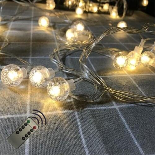 10M 50LED Remote Crystal Ball LED String Lights Flash Waterproof Fairy Garland For House Garden Xmas Wedding Decoration Lighting