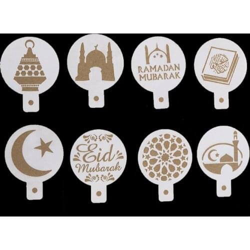 Eid Hajj Mubarak Cookies Stencil Coffee Cake Stencils Template Ramadan Mubarak Eid Biscuits Fondant Mold Cake Decorating Tools