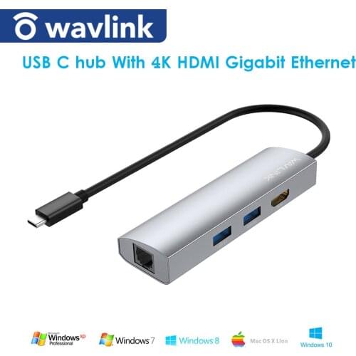 USB C HUB Type C hub to HDMI RJ45 Gigabit Ethernet Dock 4K@60HZ Multi USB 3.0 for For MacBook Pro Laptop USB Splitter Wavlink