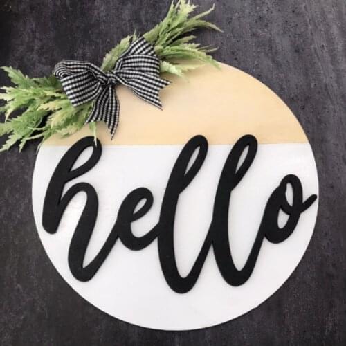 Hello Sign Hanger Modern Sign Wood Wreathfor Front Door Decor