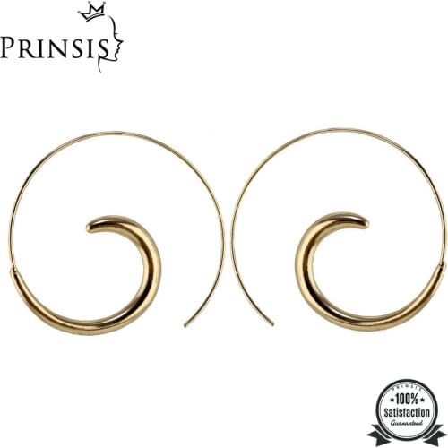 PrinSis Women Fashion New Gothic Gold Hoop Earrings For Women Girls Lady Gift Best Quality Jewelry Free Drop Shipping ZZN