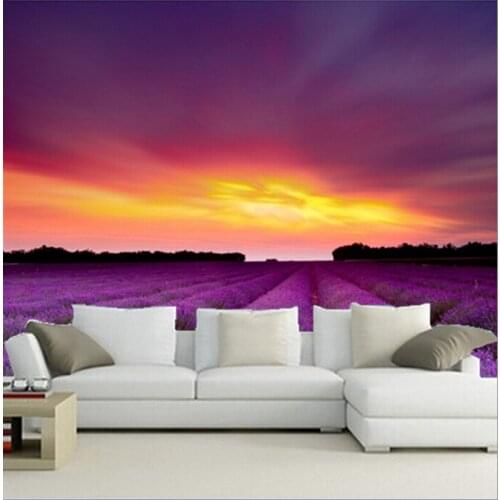 The custom 3D murals,3D Lavender under the setting sun papel de parede,living room sofa TV wall bedroom wall paper