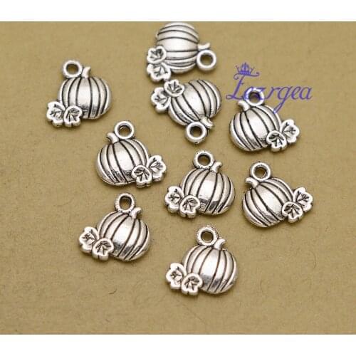50pcs/lot--10x10mm, Antique silver plated pumpkin fall thanksgiving halloween charms,DIY supplies, Jewelry accessories