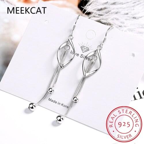925 Sterling Silver Twisted Tassel Drop Earrings for Women Double Layers Beads Dangle Earrings Trendy Fine Jewelry Gift