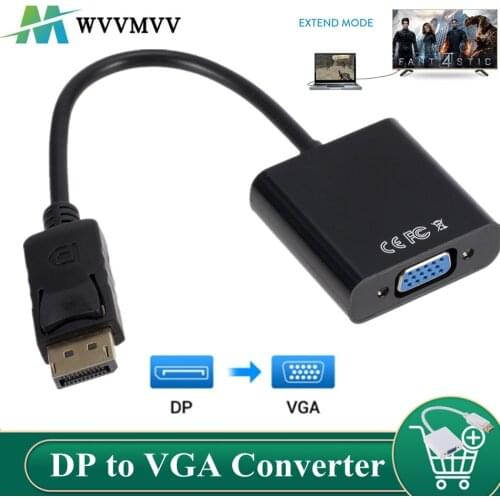 WVVMVV DisplayPort Display Port DP to VGA Adapter Cable Male to Female Converter for PC Computer Laptop HDTV Monitor Projector