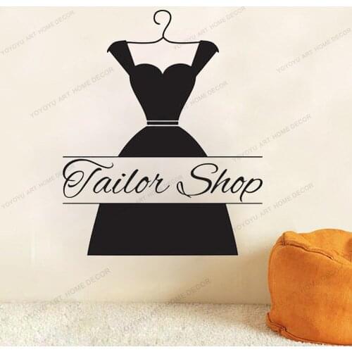 Atelier wall decal Tailor Shop Sewing Studio decor sewing fabric Clothes Women Stickers Shop Tailor stickers yw-699