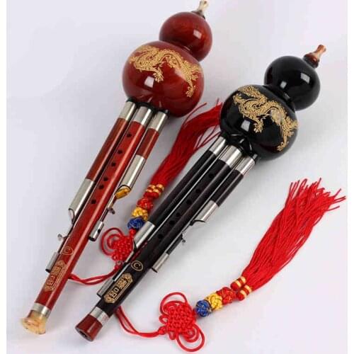 Wood Cucurbit Flute Chinese Traditional Wind Musical Instrument C/Bb Key Ebony Hulusi Flauta Folk
