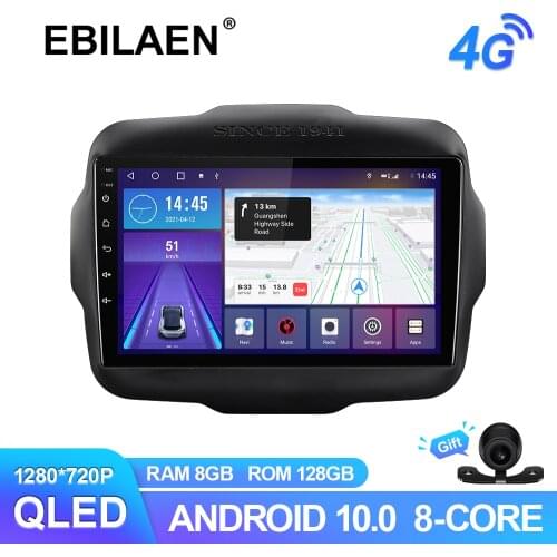 EBILAEN Android 10.0 Car Radio Player For Jeep Renegade 2016-2018 Multimedia GPS Navigation Autoradio Wireless Carplay QLED RDS