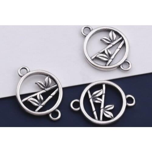 925 Sterling Silver Pretty Hollow Bamboo Pattern Double Hook Charm S925 Silver Necklace Pendant Connectors DIY Jewelry Findings