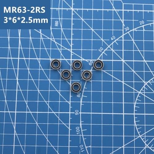 Hot sale Free Shipping 10pcs High Quality Black Miniature deep groove Ball Bearings MR63-2RS 3*6*2.5 mm MR63RS L630 MR63 2RS