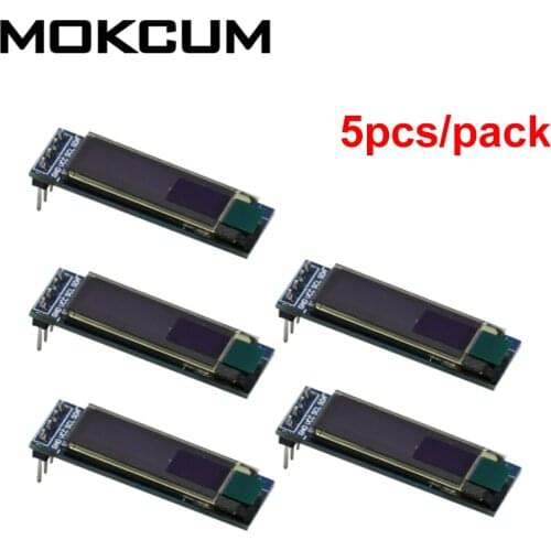 5PCS 0.91Inch OLED LCD Screen Module DC 3.3V-5V IIC 12832 Display Module Blue Display Font Resolution 128*32 Screen Driver