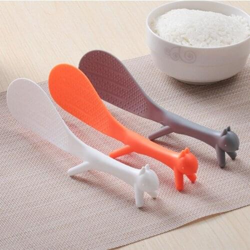 3 colors Cartoon Squirrel Spoon Non Stick Rice Paddle Ladle Lovely Meal Spoon Cooking Tools Kitchen Accessories