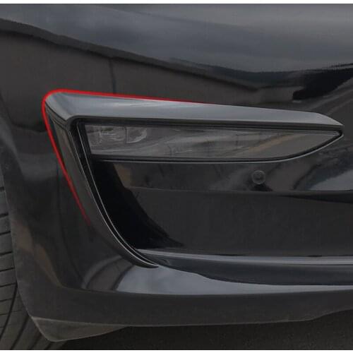 1 Pair Front Blade Trim For Tesla Model 3 2017 - 2021 Fog Lamp Frame Accessories ABS Carbon Fiber Car Accessories