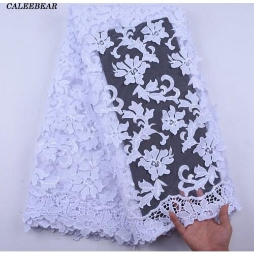 2020 Latest Pure White 3D Sequin Fabric French Mesh Net Lace Fabric With Sequins High Quality African Nigerian Lace Fabric S1979