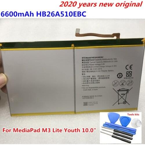 New High Quality 6600mAh HB26A510EBC Mobile Battery For Huawei MediaPad M3 Lite Youth 10.0" BAH-W09 BAH-AL00 BAH-L09 BAH-W09