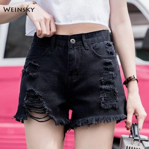 New Women Fashion Denim Shorts Plus Size Summer Casual Style Ripped Shorts Jeans