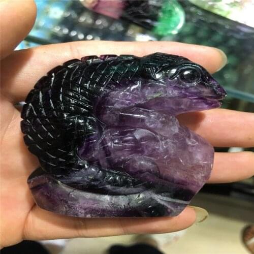 New fashion natural color fluorite carved chameleon, lizard skull decorative home decoration