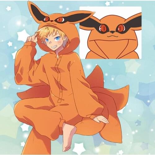 Pajamas Kyuubi Kitsune Kurama Cosplay Costumes Nighty Akatsuki Night Clothes Cartoon Anime Jumpsuits