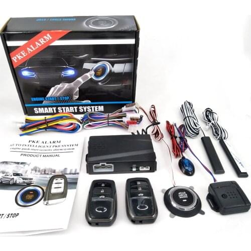 PKE Car Alarm System with Engine Start Stop Push Button and Engine Start passive Keyless Entry with Shock Senor CHADWICK 888 X5