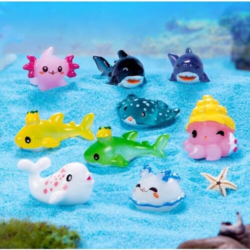 Resin Marine Animals Miniatures Figurines Mini Craft Figurine Plant Pot Garden Ornament Miniature Fairy Garden Decor DIY