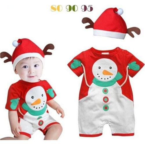 Christmas Baby Girl Boy Rompers with Hat Costumes Santa Claus Infant Newborn Baby Outfits Clothes Jumpsuit Overalls Clothing
