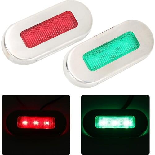 12V Stainless Steel Marine LED Navigation Signal Light Warning Lamp Waterproof Boat LampIndicator Light for Boat Yacht Red/Green
