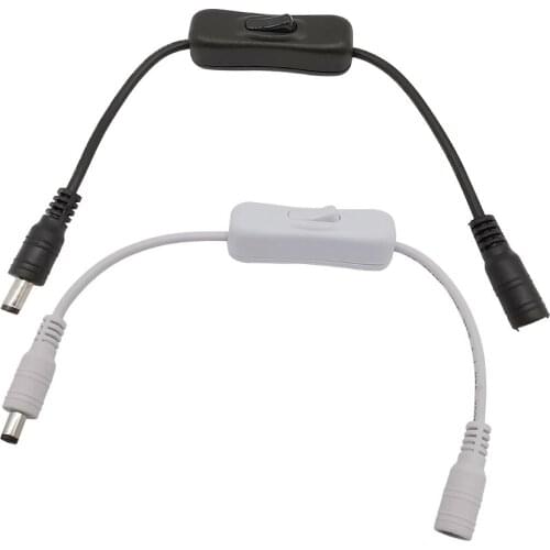 DC 5.5x2.1mm 12V Light Switchs 304 ON OFF Inline Switch Connector Male Plug to Female Jack Power Cable for LED Light