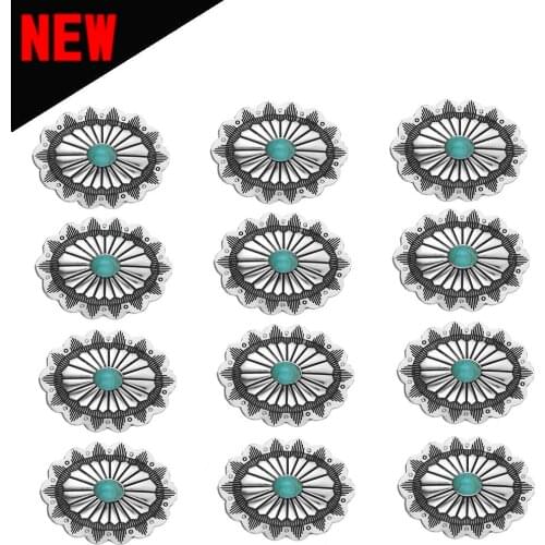 Western denim belt or slippers diy novel concho Wallet accessories Caicloth buckle screw Natural stone alloy accessories