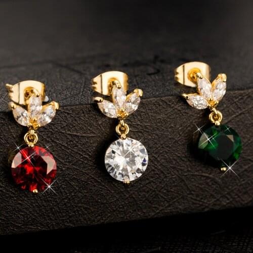 Hot Selling Multicolour AAA Cubic Zirconia Fashion Drop Earrings for Women Girl Crystal Flower Pendientes Free Shipping Wholesal