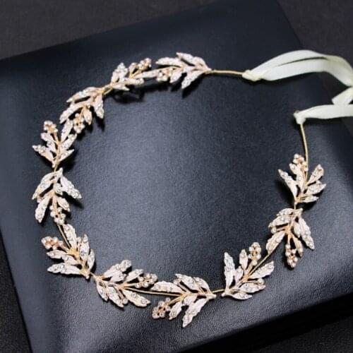 Rhinestone women Gold hairbands Luxury crystal headbands exquisite leaves women hair accessories head hoop