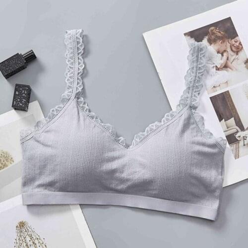 Solid Color Sports Bra With Padded Women Sexy Lace Trim Push Up Bralette Comfy Solid Color Wire Free Underwear