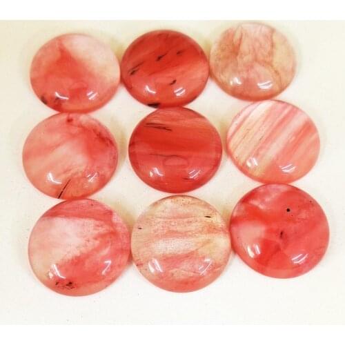 2020 Fashion Top Quality Watermelon Red Stone Round Cabochon 20mm Stone Beads 22pcs/lot Wholesale Free Shipping