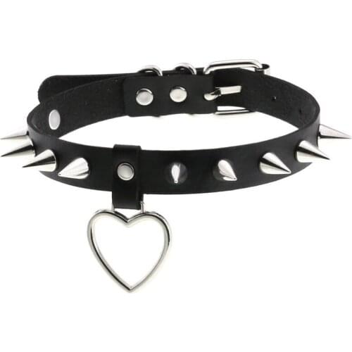 2021 New women Punk Gothic Pu Leather Choker Necklace Spike Rivet Neck Jewelry Collar Necklace Bondage Cosplay Festival Jewelry