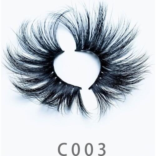 30mm C 003 5D Fluffy Long Mink Lashes Natural Strip False Eyelashes Thick Cross Eyelashes Reusable Wispy Eyelash Extension