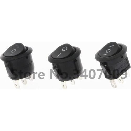 5Pcs 22mm Diameter Small Round Boat Rocker Switches Black Mini Round Black 3Pin ON-OFF ON-OFF-ON Rocker Switch