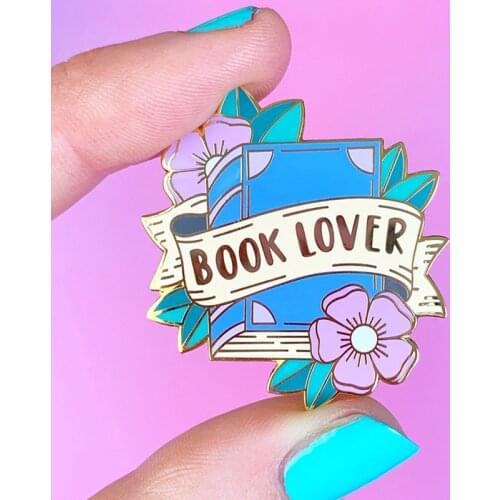 Pretty Floral Book Lover Flower Brooch Pins Enamel Metal Badges Lapel Pin Brooches Jackets Jeans Fashion Jewelry Accessories
