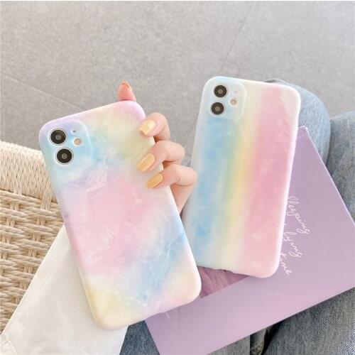 Cute Colorful Gradient Rainbow Phone Case For iPhone 7 8 Plus SE 2020 X XR XS 12 11 Pro Max Soft Liquid Silicone Full Back Cover