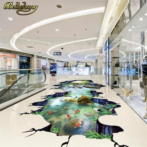 Beibehang Custom Photo Wall paper papel de parede 3D Living Room Bathroom Floor Mural PVC Self-adhesive wallpaper for walls 3 d